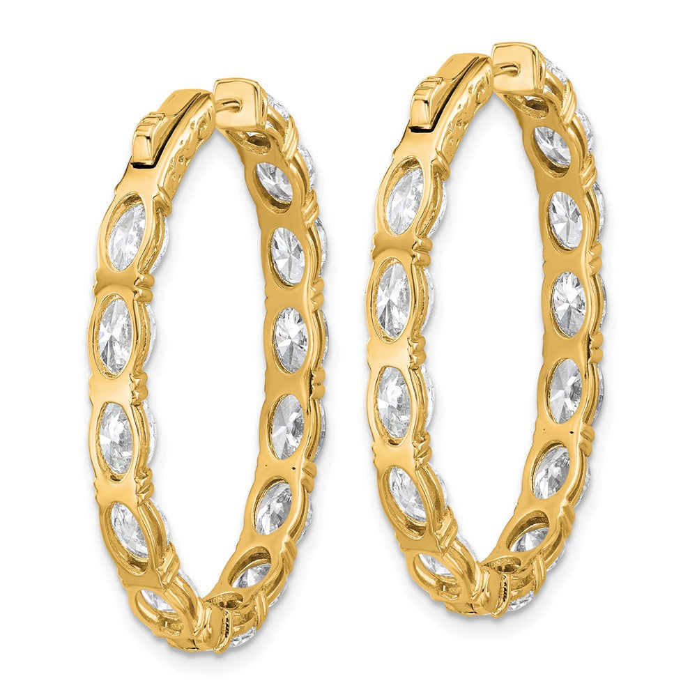 14K Yellow Gold Certified Oval and Round VS/SI FGH Diamond Inside/Outside Hoop Earrings