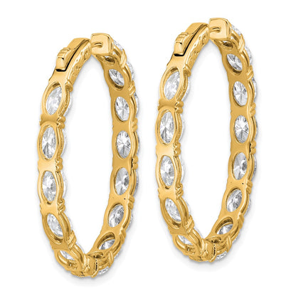 14K Yellow Gold Certified Oval and Round VS/SI FGH Diamond Inside/Outside Hoop Earrings