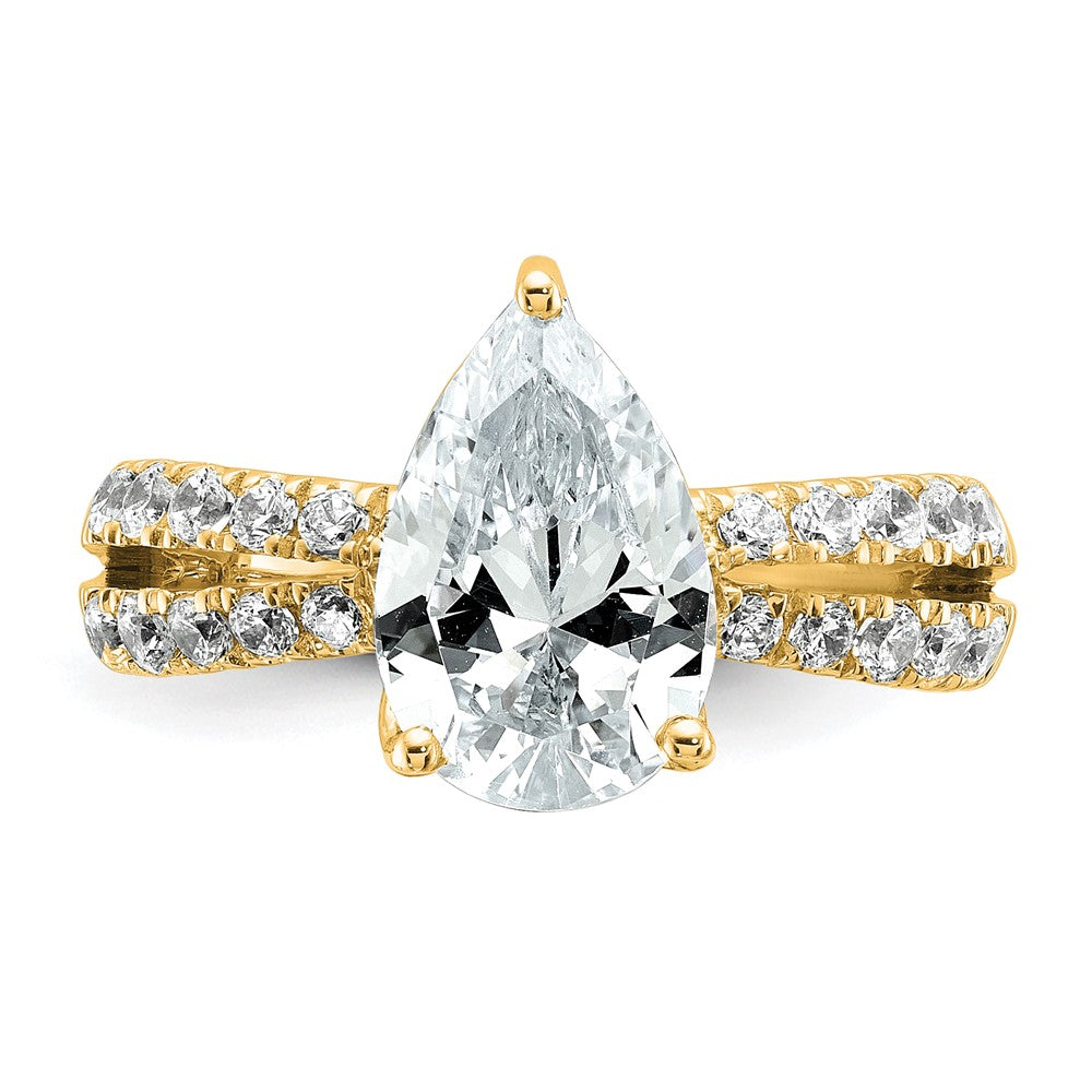True Origin 14K Yellow Gold 2 5/8 carat Lab Grown Diamond VS+ F+ Complete Pear Engagement Ring