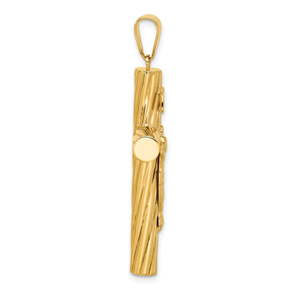 14K Yellow Gold Polished and Textured Crucifix Pendant