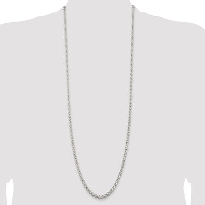 Sterling Silver Rhodium-plated 4.6mm Rolo 36 Inch Chain