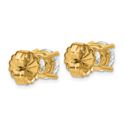 14K Yellow Gold 4 carat Lab Grown Diamond VS+ F+ Round Complete Four Prong Lightweight Stud Earrings