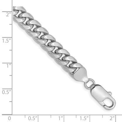 14K White Gold 7.3mm Semi-Solid Miami Cuban 9 Inch Chain