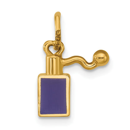 14K Yellow Gold Blue Enameled Square Perfume Bottle Charm