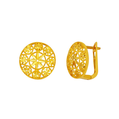 22K Yellow Gold Flower of Life Earrings (3.61 g)