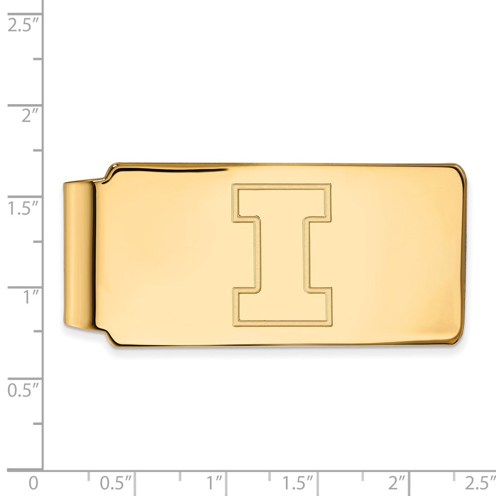 14K Yellow Gold Gold LogoArt University of Illinois Letter I Money Clip