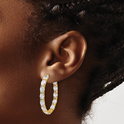 14K Yellow Gold 8 5/8 carat Lab Grown Diamond VS/SI+ G+ Oval and Round Complete In and Out Hoop Earrings