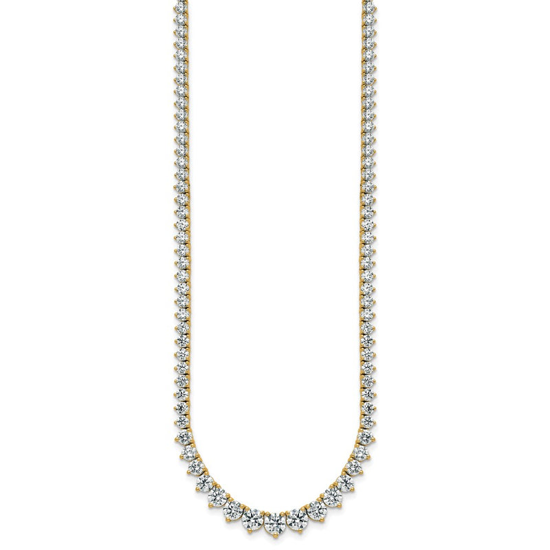 14K Yellow Gold 16 1/3 carat Certified Lab Grown Diamond VS/SI+ G+ Complete Round 18 Inch Graduated Tennis Necklace