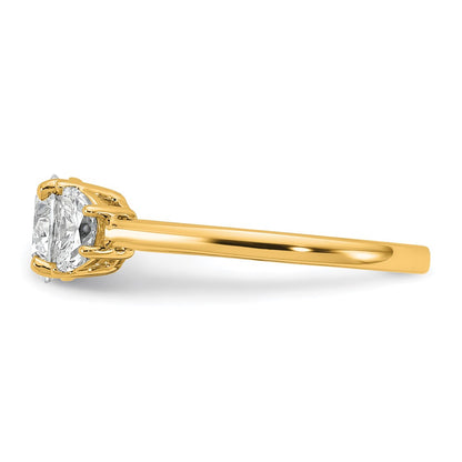14K Yellow Gold 1 3/8 carat Certified Lab Grown Diamond VS+F+ Round Complete Three Stone Engagement Ring