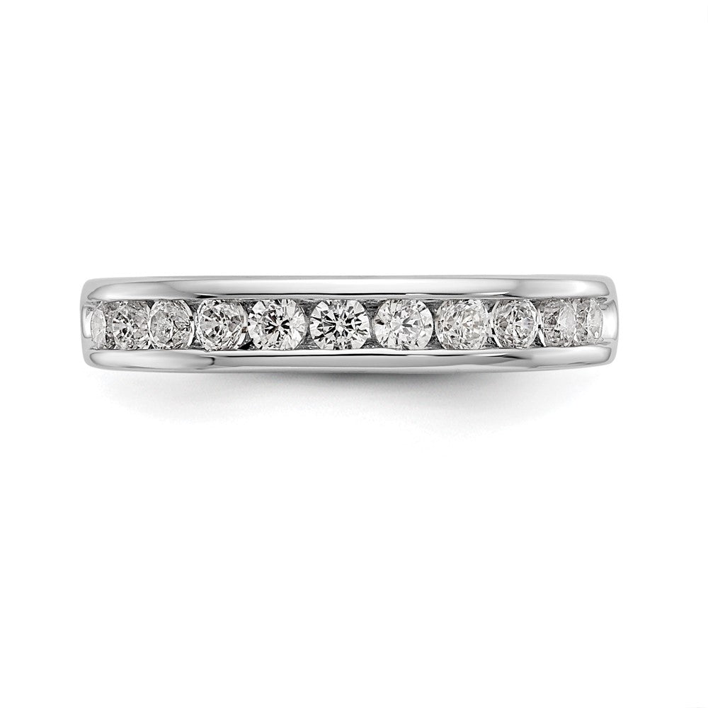14K White Gold 11-Stone Diamond Channel Wedding Band Ring