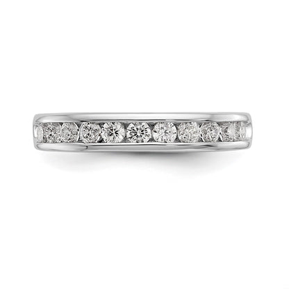 14K White Gold 11-Stone Diamond Channel Wedding Band Ring
