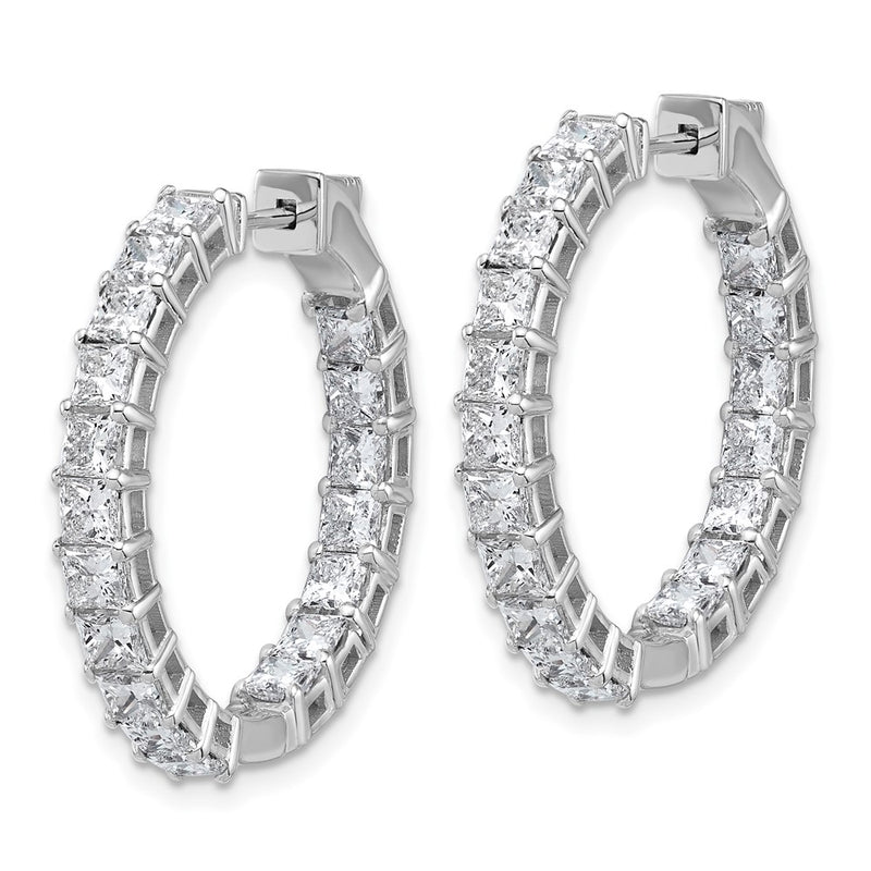 14K White Gold 6 1/8 Lab Grown Diamond VS/SI+ G+ Princess Complete In and Out Hoop Earrings