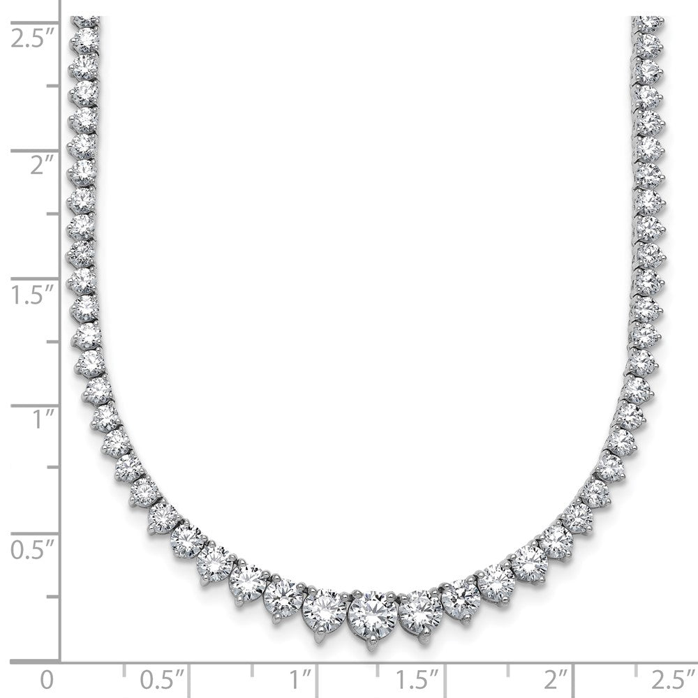 14K White Gold 10 7/8 carat Lab Grown Diamond VS/SI+ G+ Complete Round 18 Inch Graduated Tennis Necklace