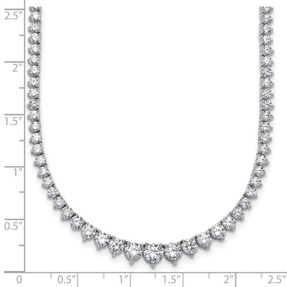 14K White Gold 10 7/8 carat Lab Grown Diamond VS/SI+ G+ Complete Round 18 Inch Graduated Tennis Necklace