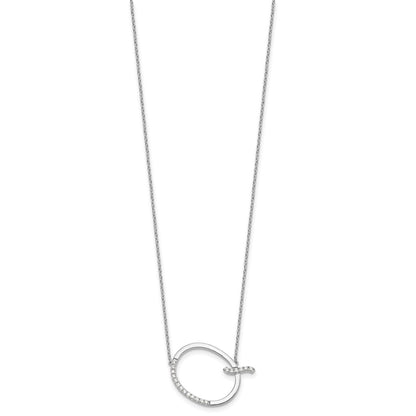 14K White Gold Sideways Diamond Initial Q 18 Inch Necklace