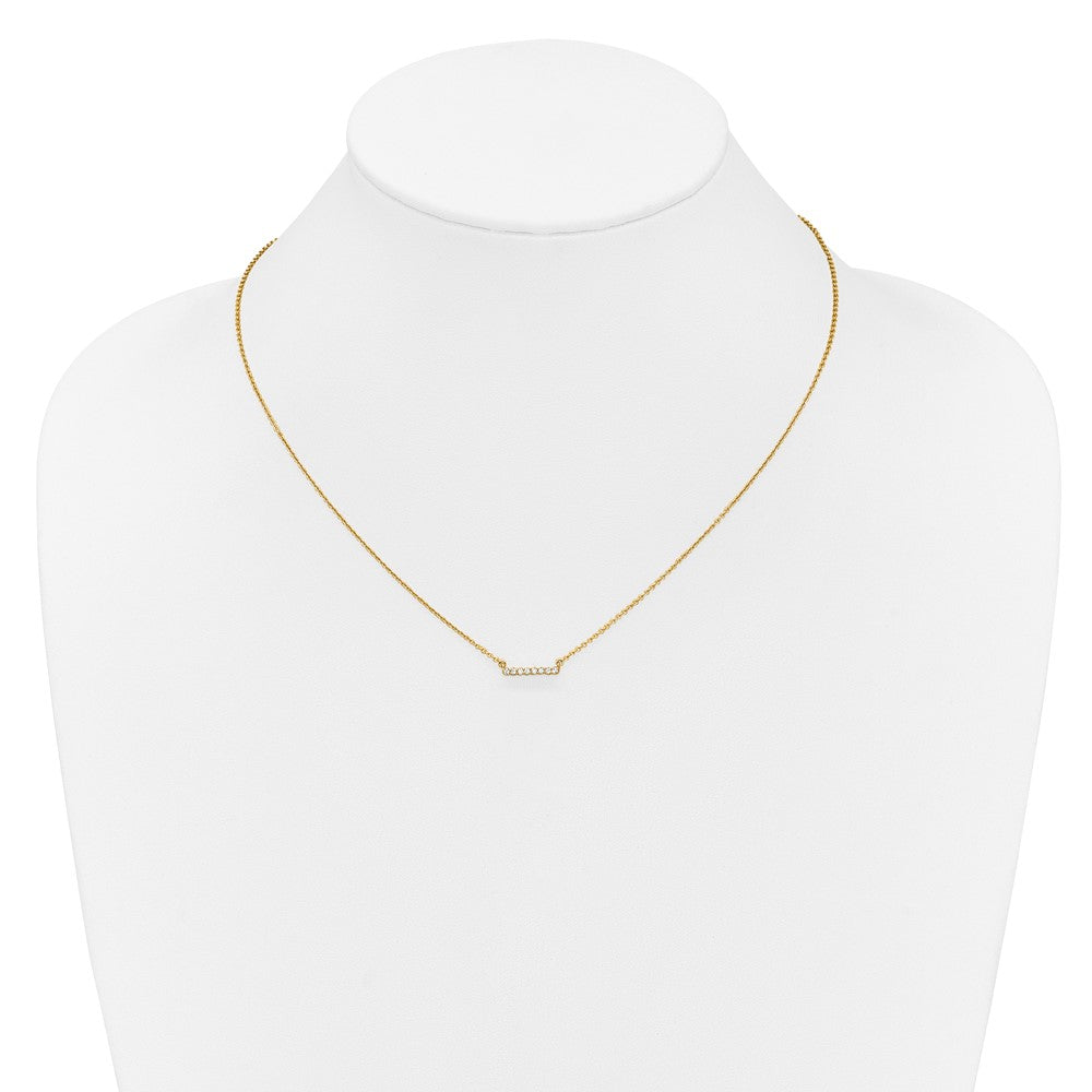 14K Yellow Gold Polished 1/10 carat Diamond Bar 18 Inch Necklace