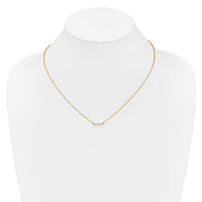 14K Yellow Gold Polished 1/10 carat Diamond Bar 18 Inch Necklace