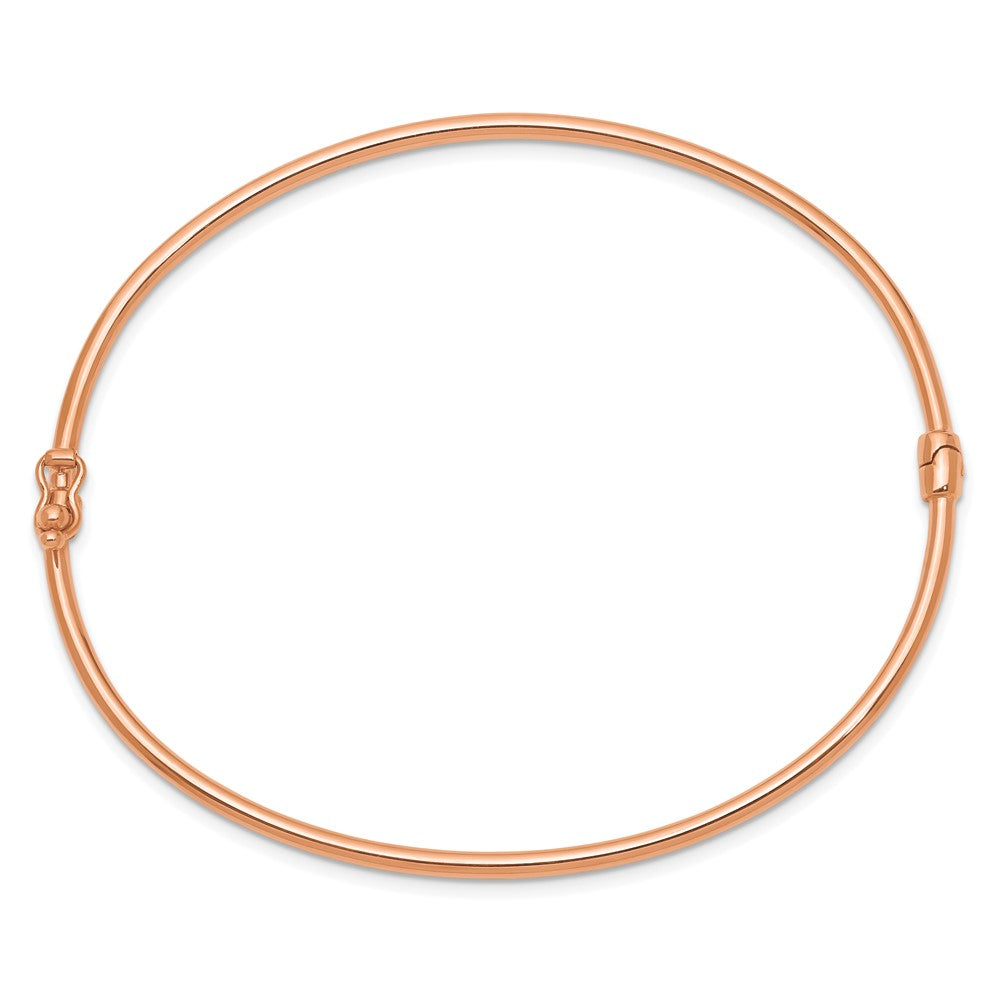 14K Rose Gold Polished 2.00mm Hinged Oval Bangle Bracelet