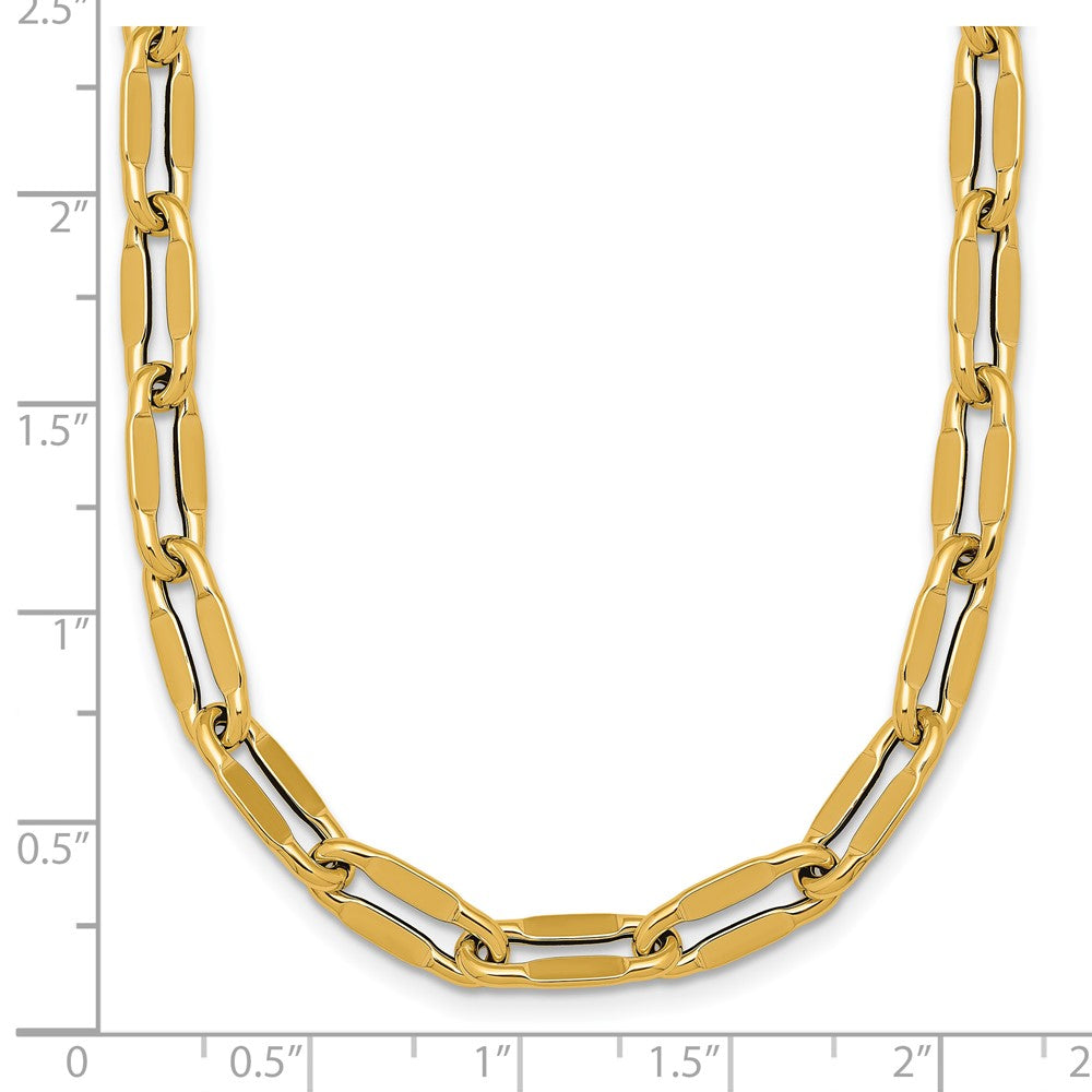 14K Yellow Gold Polished 5.5mm Flattened Oval Cable Fancy Link 18 Inch Necklace