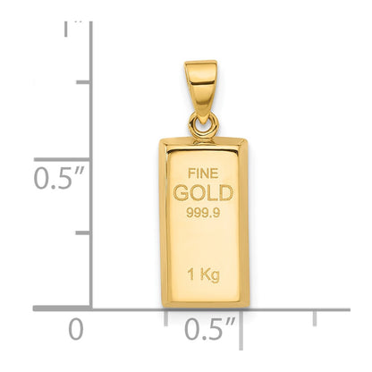 14K Yellow Gold Polished FINE GOLD Bar Pendant