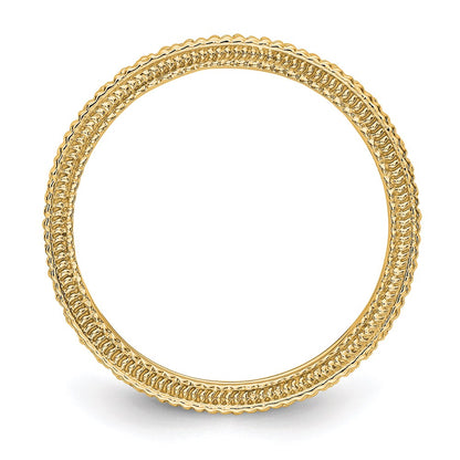 14K Yellow Gold Polished 1/3CT Milgrain Edge Diamond Eternity Wedding Band Ring