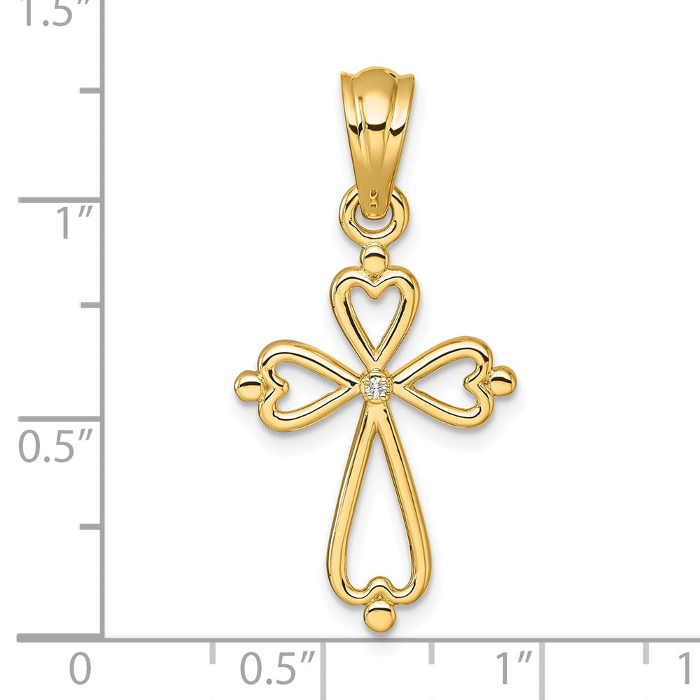 14K Yellow Gold Diamond Accented Cross Pendant