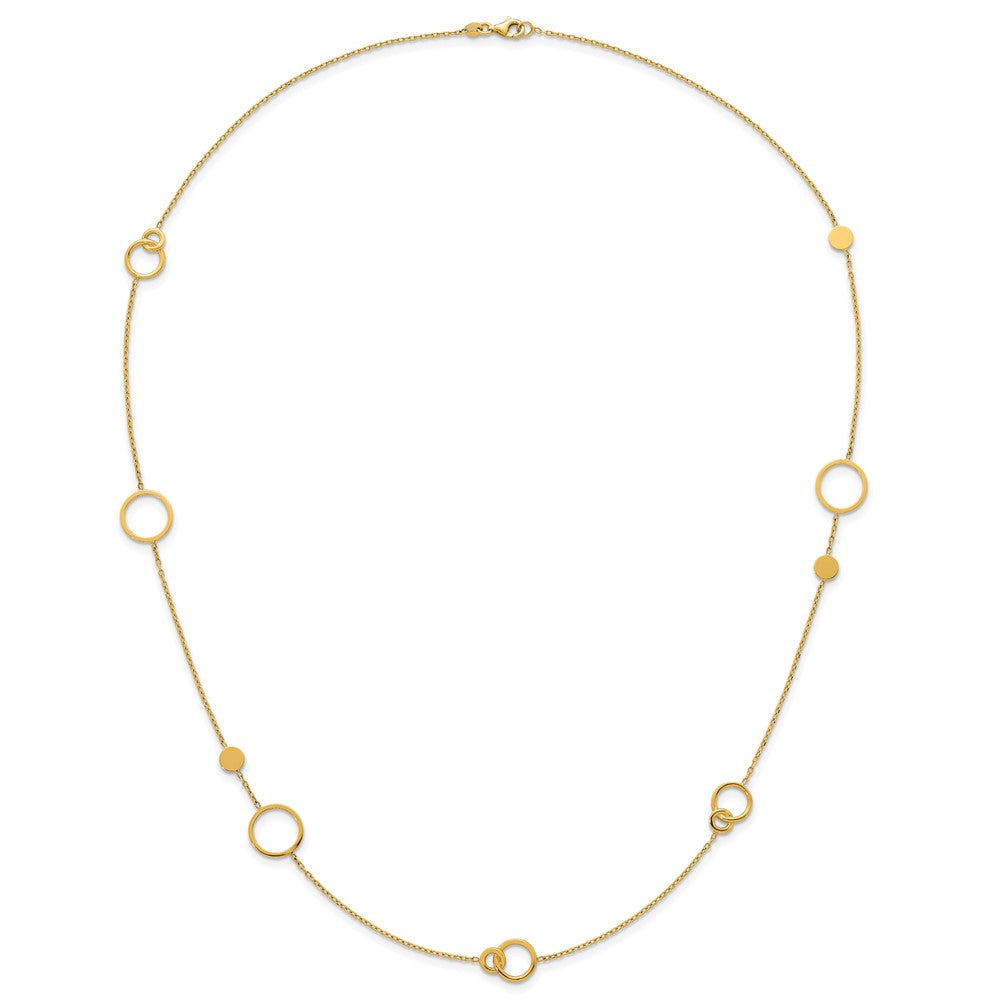 14K Yellow Gold Polished Circle and Chain Pattern 25.5 Inch Necklace