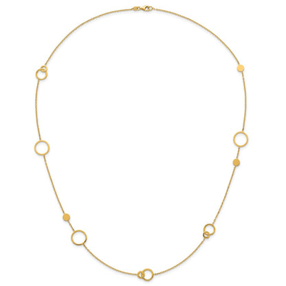 14K Yellow Gold Polished Circle and Chain Pattern 25.5 Inch Necklace