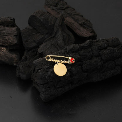 14K Green Gold Personalized Custom Text Mashallah Safety Pin