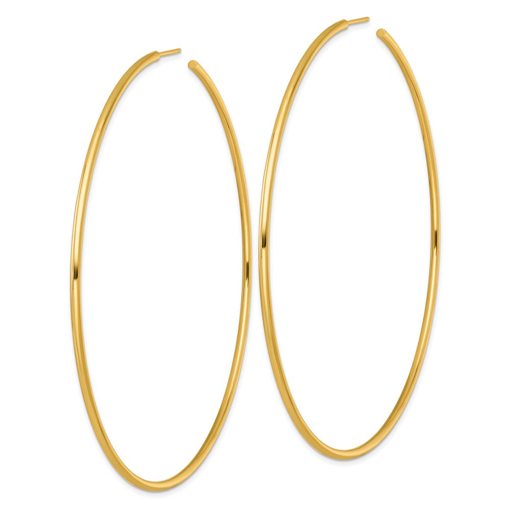 14K Yellow Gold Polished 2.0 x 90mm Tube C-Hoop Post Earrings