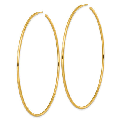14K Yellow Gold Polished 2.0 x 90mm Tube C-Hoop Post Earrings