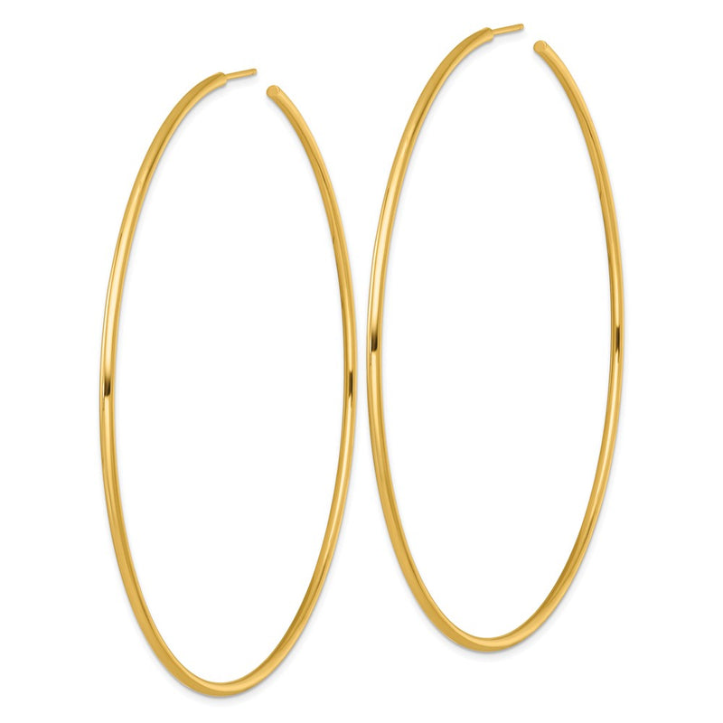 14K Yellow Gold Polished 2.0 x 90mm Tube C-Hoop Post Earrings