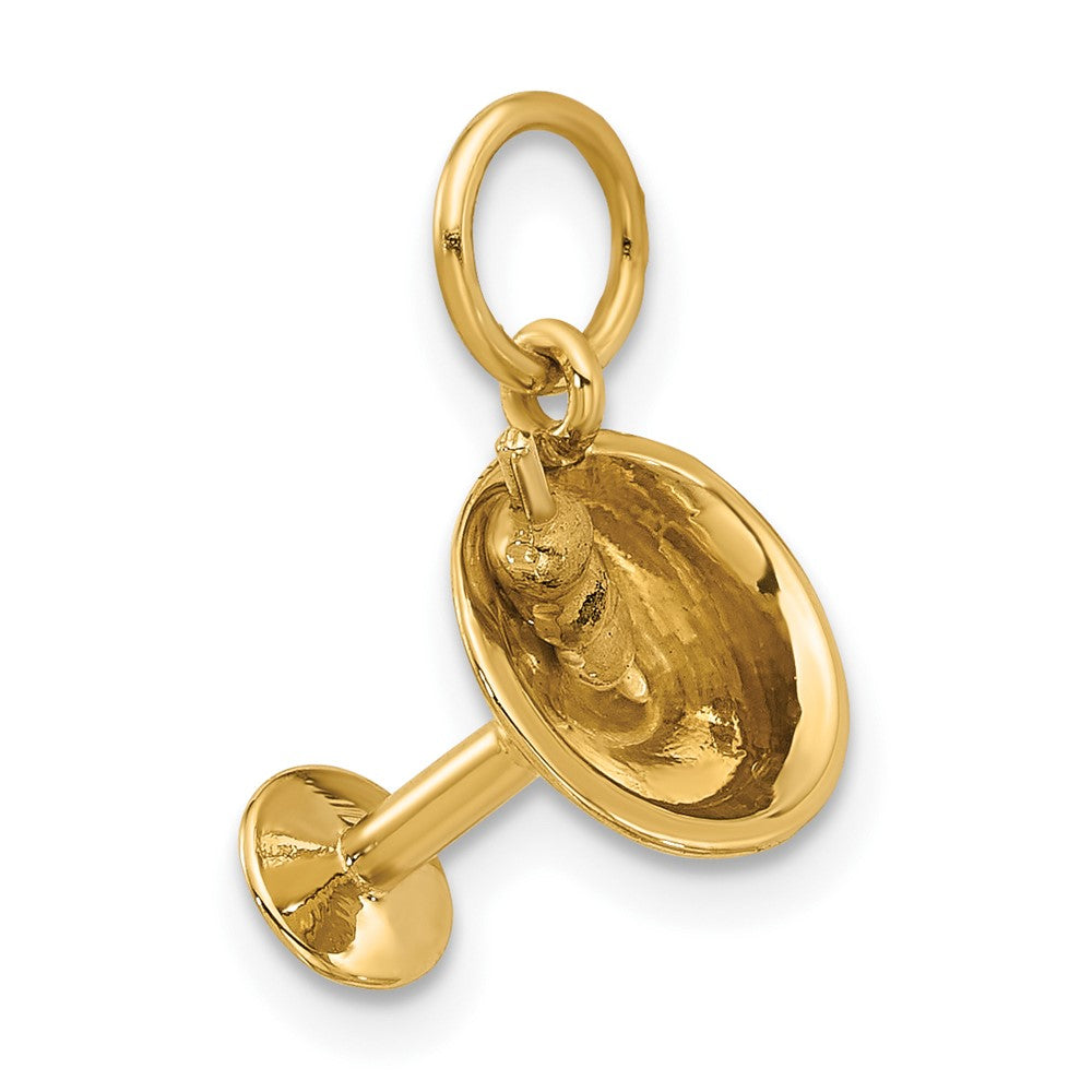 14K Yellow Gold Fancy Martini Glass With Olives Charm
