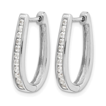 14K White Gold 1/2 carat Diamond Channel-set Oval Hinged Hoop Earrings