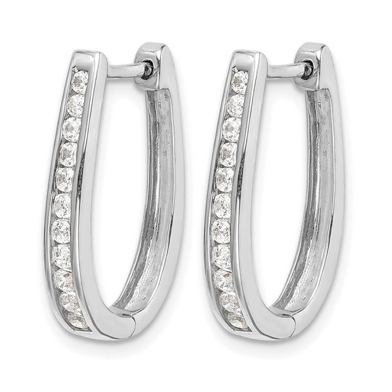 14K White Gold 1/2 carat Diamond Channel-set Oval Hinged Hoop Earrings