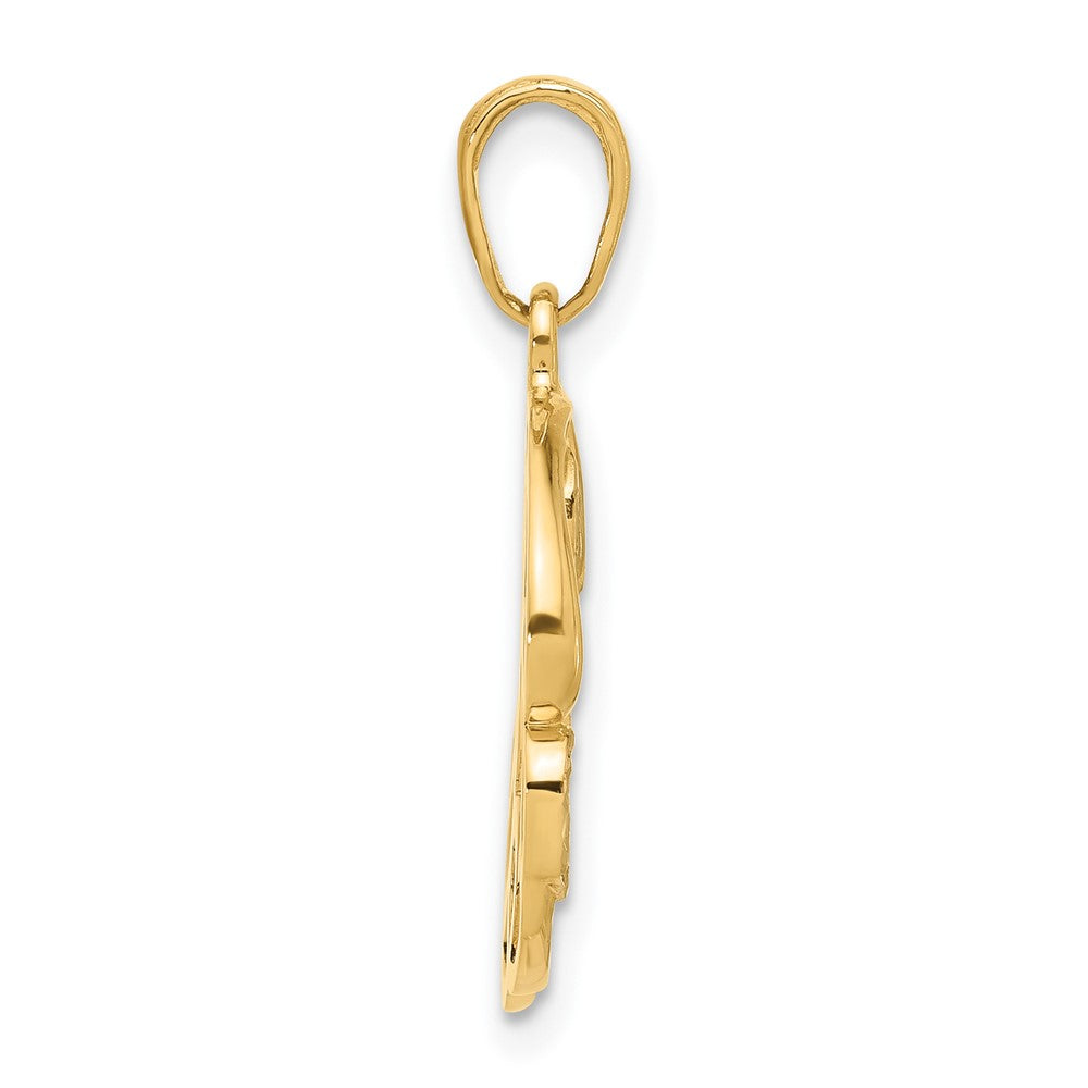 14K Yellow Gold and Rhodium Diamond-cut MOM in Fancy Pendant