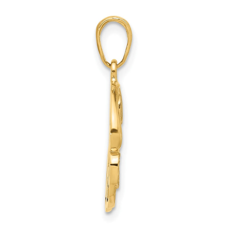 14K Yellow Gold and Rhodium Diamond-cut MOM in Fancy Pendant
