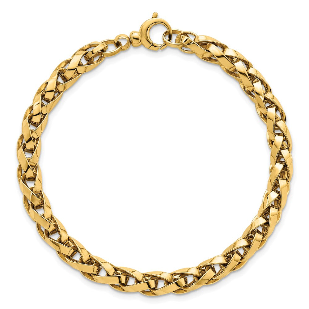14K Yellow Gold Polished 4.25mm Lightweight Fancy Link Chain Bracelet