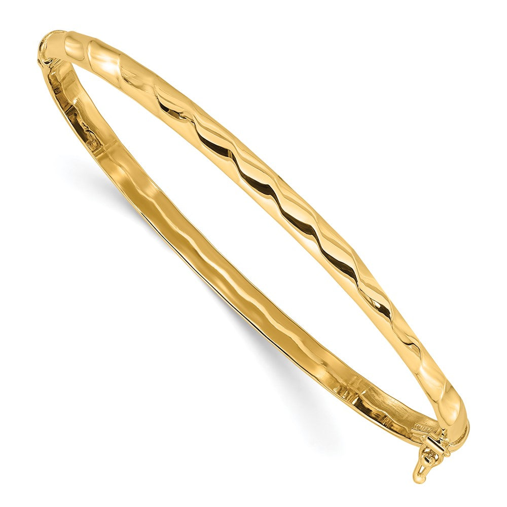 14K Yellow Gold Polished Twisted Hinged Bangle