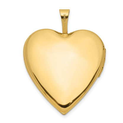 14K Yellow Gold Polished Floral Design Diamond Center 20mm Heart Locket