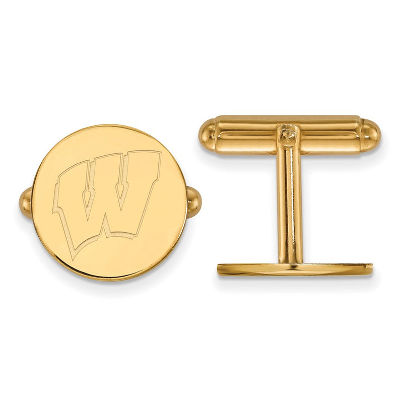 14K Yellow Gold Gold LogoArt University of Wisconsin Letter W Cuff Links