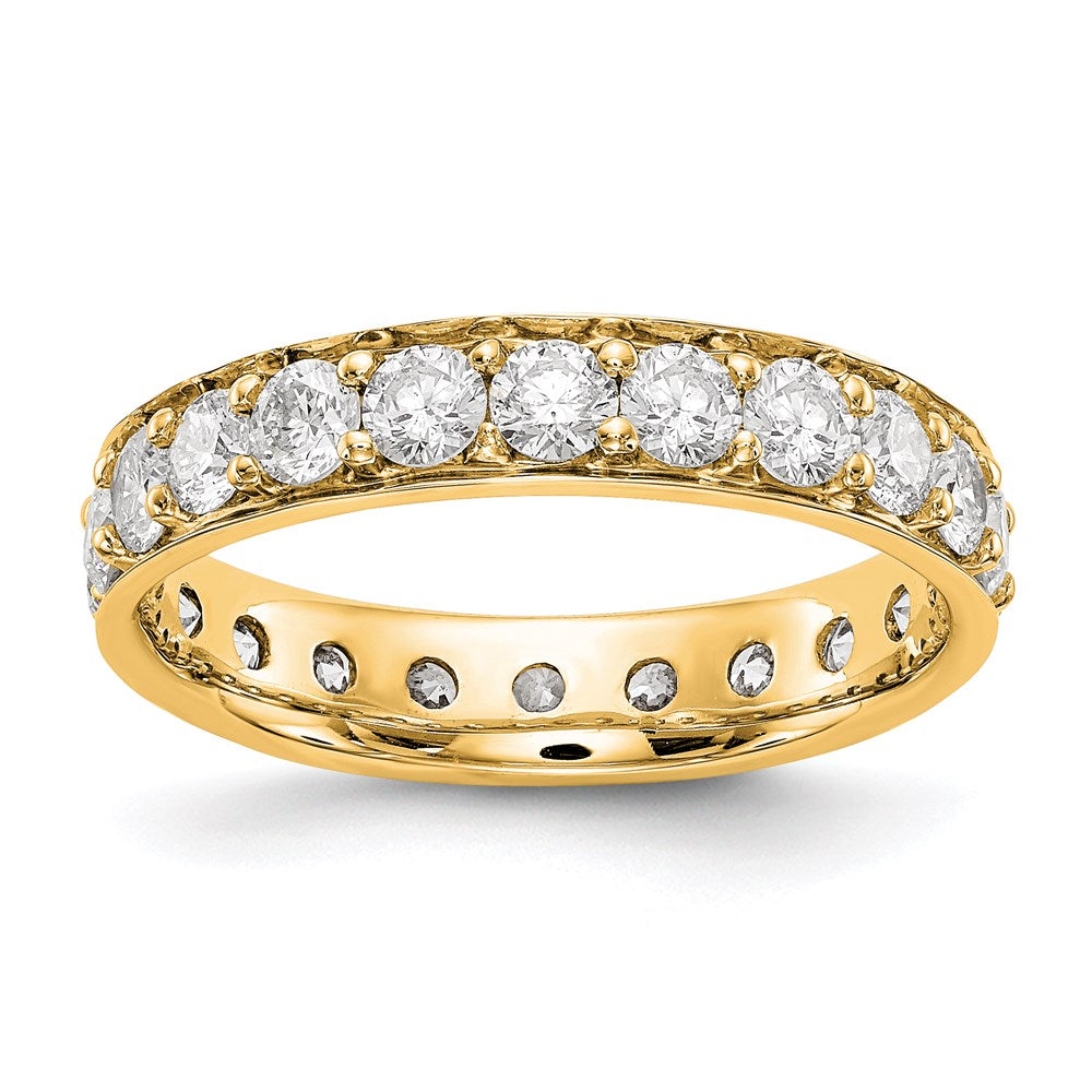 14K Yellow Gold Polished Vintage 2ct Diamond Eternity Wedding Band Ring
