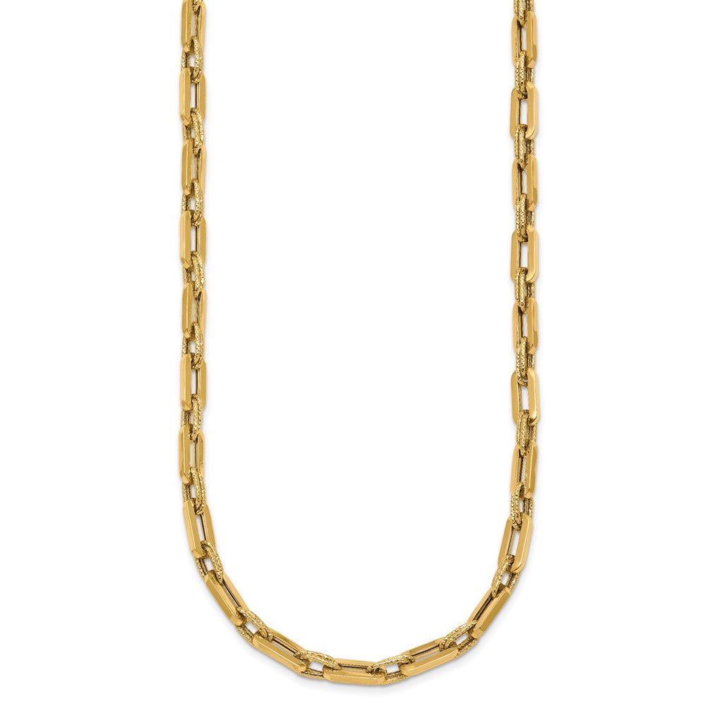 14K Yellow Gold Polished and Textured 4.8mm Double Fancy Link 18.5 Inch Necklace