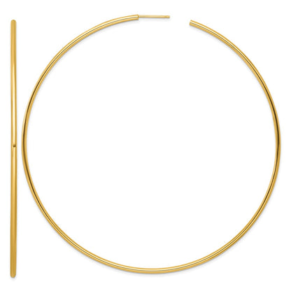 14K Yellow Gold Polished 2.0 x 100mm Tube C-Hoop Post Earrings