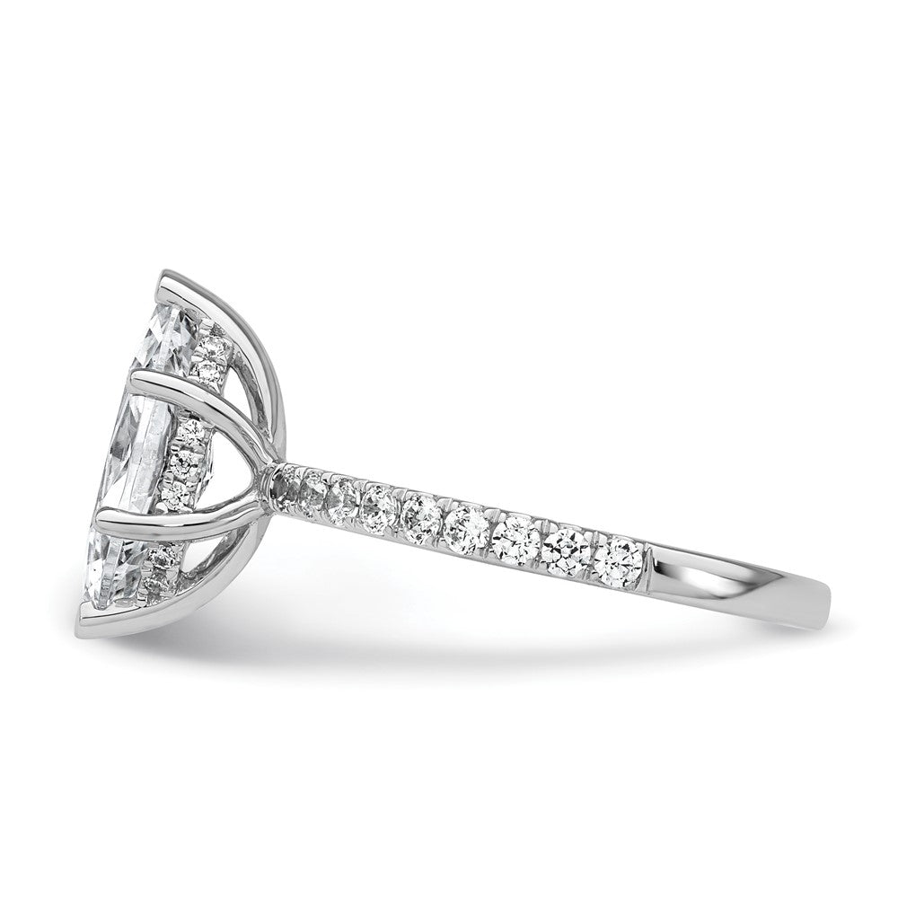 14K White Gold 2 5/8 carat Certified Lab Grown Diamond VS/SI+ G+ Marquise Complete Solitaire with Flair Engagement Ring