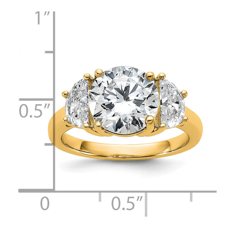 14K Yellow Gold 4 carat Certified Lab Grown Diamond VS/SI+ G+ Round Complete Three Stone Engagement Ring