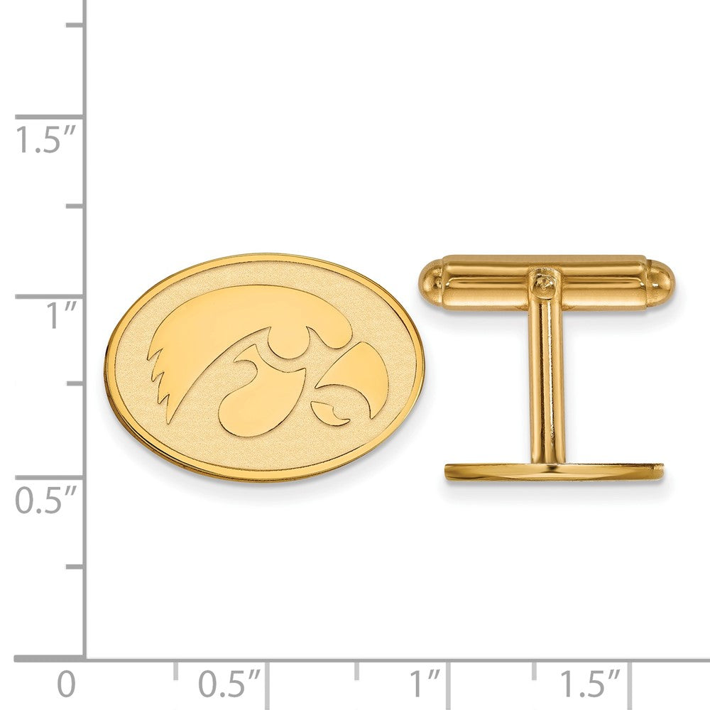 14K Yellow Gold Gold LogoArt University of Iowa Hawk Oval Cuff Links