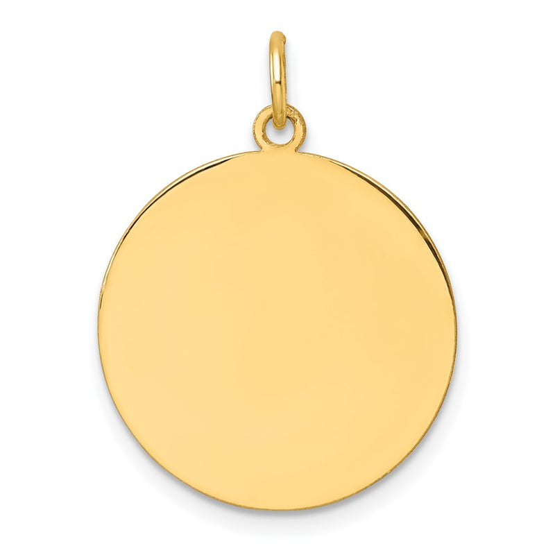 14K Yellow Gold Plain Round Engravable Disc Charm