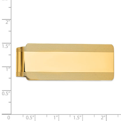 14K Yellow Gold Men's Grooved Polished Money Clip