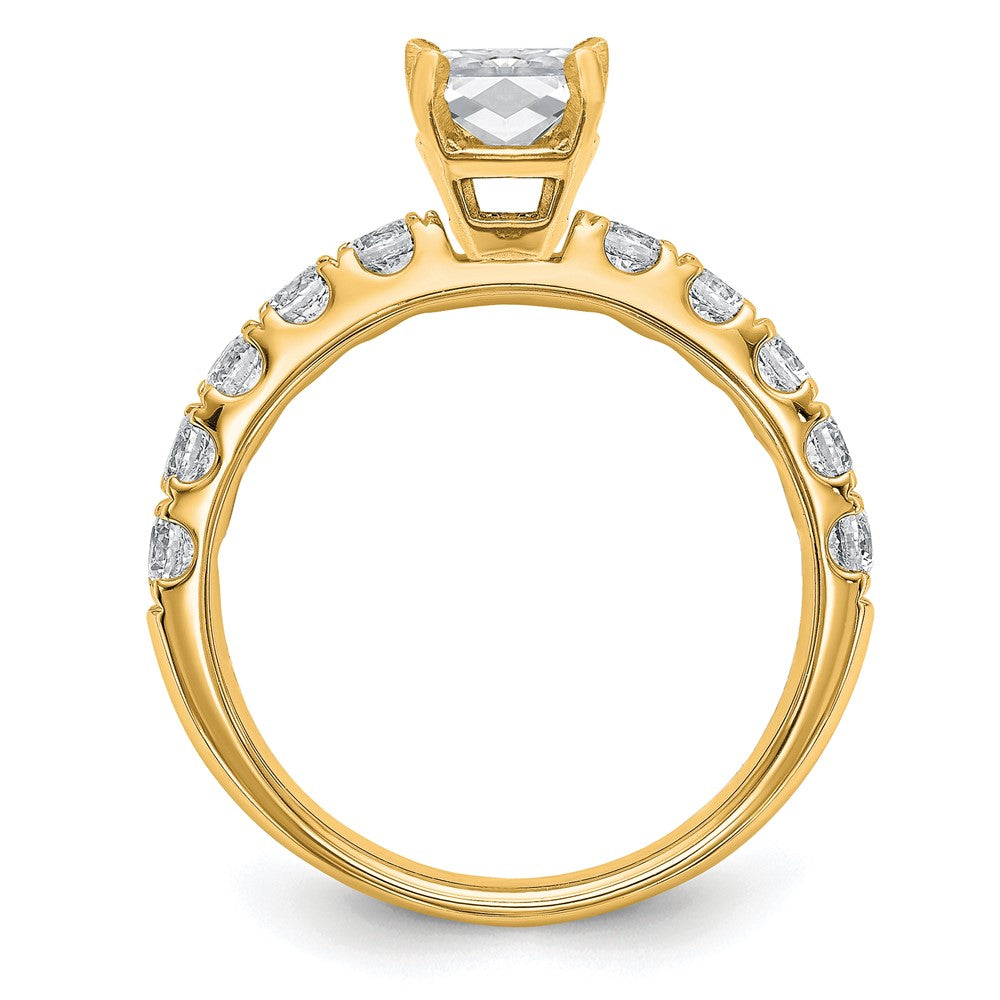 14K Yellow Gold Certified 1 3/4 carat Lab Grown Diamond VS+ F+ Emerald Complete Engagement Ring